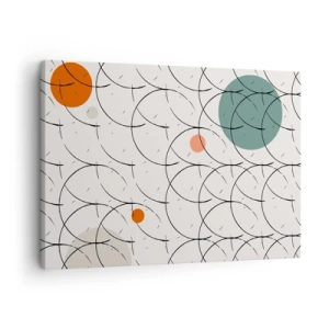 Schilderen op canvas - Geometrisch patroon met kleurrijke cirkels op een lichte achtergrond - 70x50cm - In de pop-art-sfeer - Moderne wanddecoratie voor woonkamer en slaapkamer ARTTOR