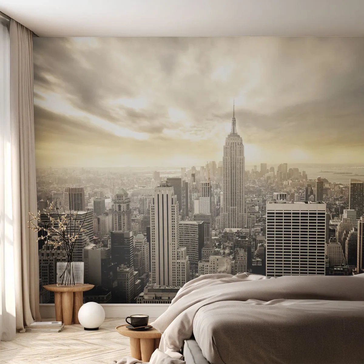 Zelfklevend Fotobehang Deluxe Sticker - New York geweven van grijs - Stad, New York, Manhattan - 250x175 cm
