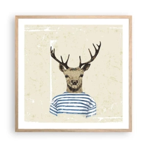 Een poster in een licht eiken lijst - Omdat ik van gestreepte t-shirts hou! - 60x60 cm