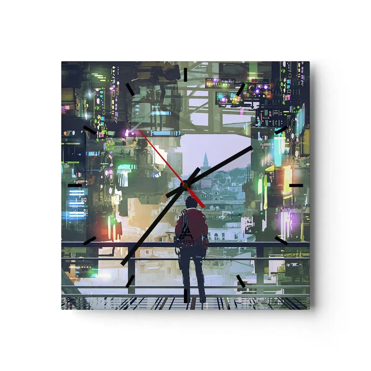 Wandklok - Klok - Twee werelden - 30x30 cm