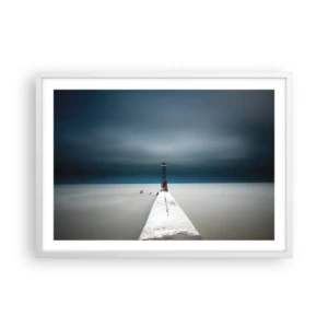 Poster in een witte lijst - Om de uitgestrektheid te ontmoeten - 70x50 cm