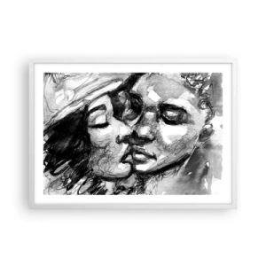 Poster in een witte lijst - Een teder moment - 70x50 cm
