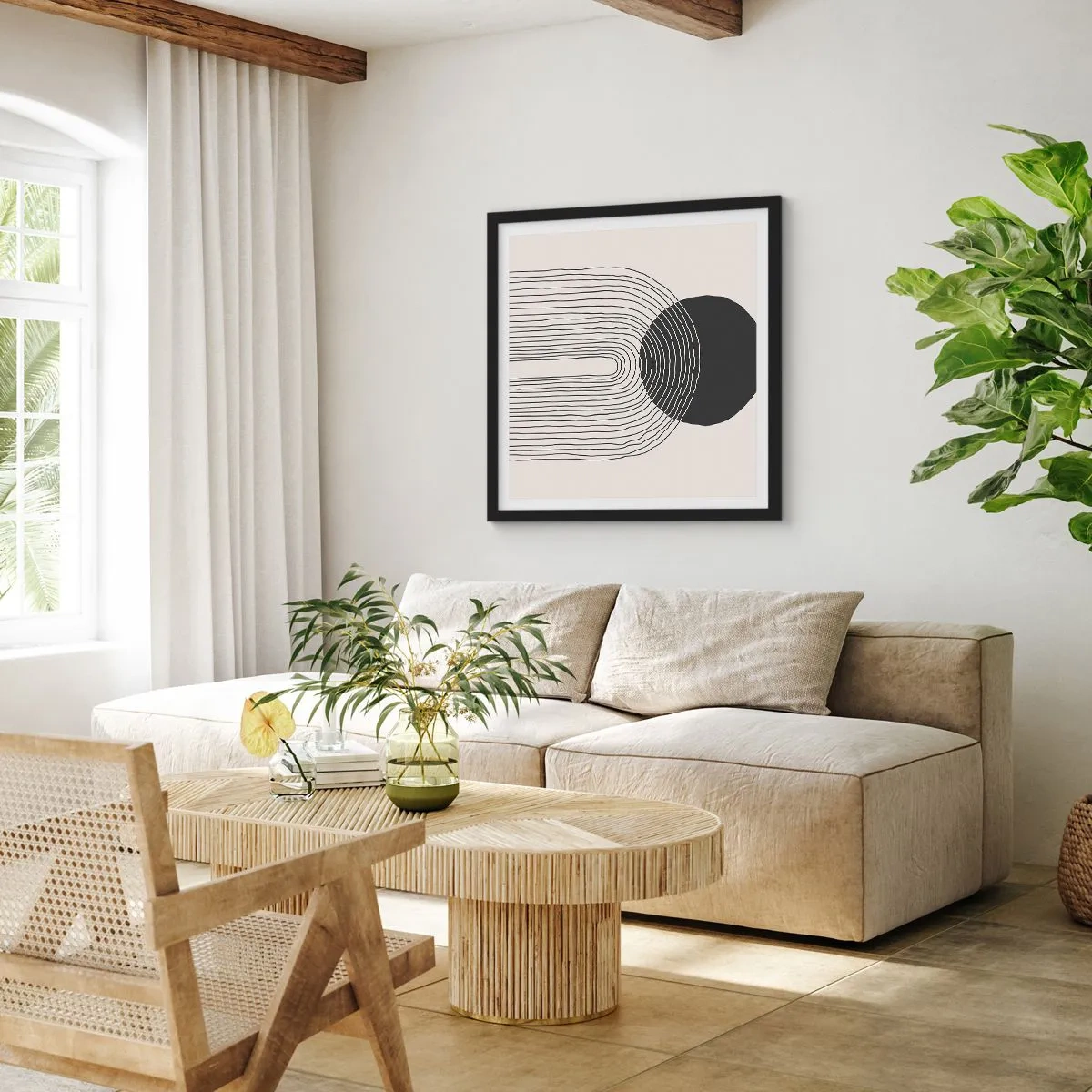 Poster in een zwarte lijst - Bibberen en vertrouwen - 40x40 cm