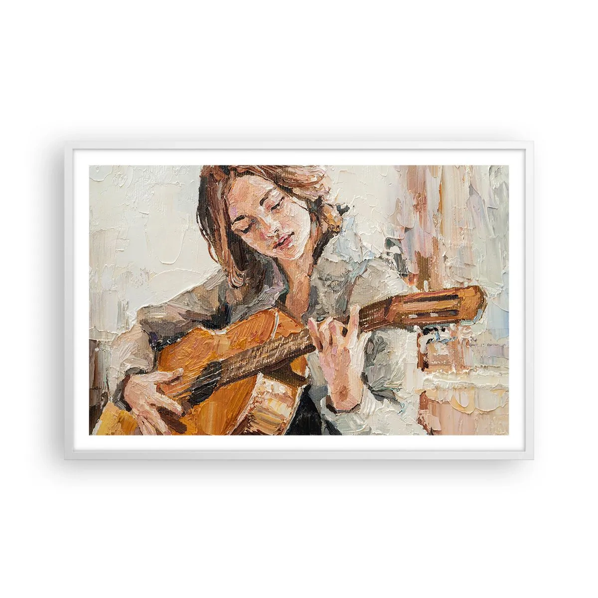 Poster in een witte lijst - Concerto voor gitaar en een meisjeshart - 91x61 cm