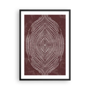 Poster in een zwarte lijst - Een hypnotiserend patroon van witte lijnen op een bruine achtergrond. - 50x70cm - De ruimte spreekt - Moderne wanddecoratie voor woonkamer en slaapkamer ARTTOR
