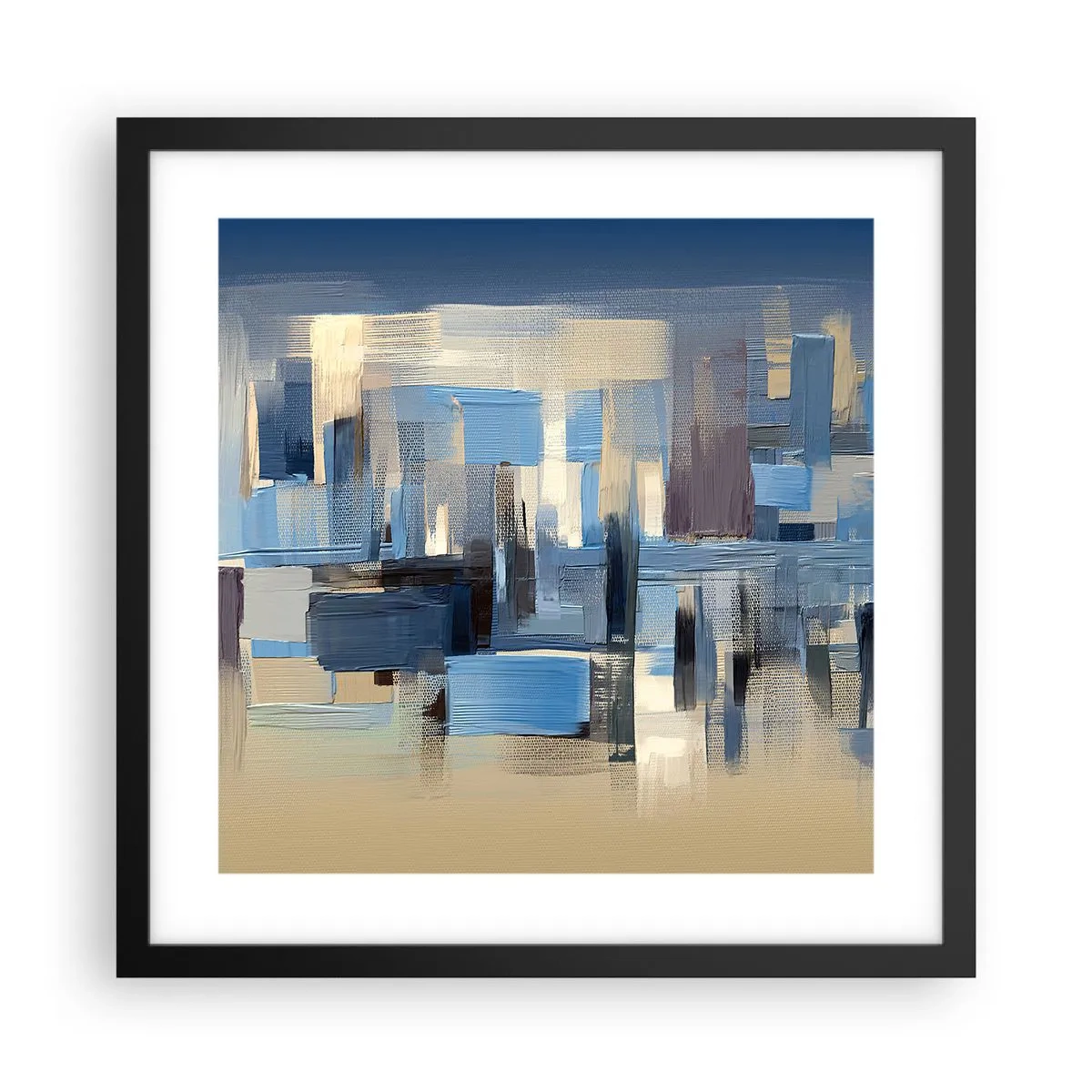 Poster in een zwarte lijst - Blauwe constructie - 40x40 cm