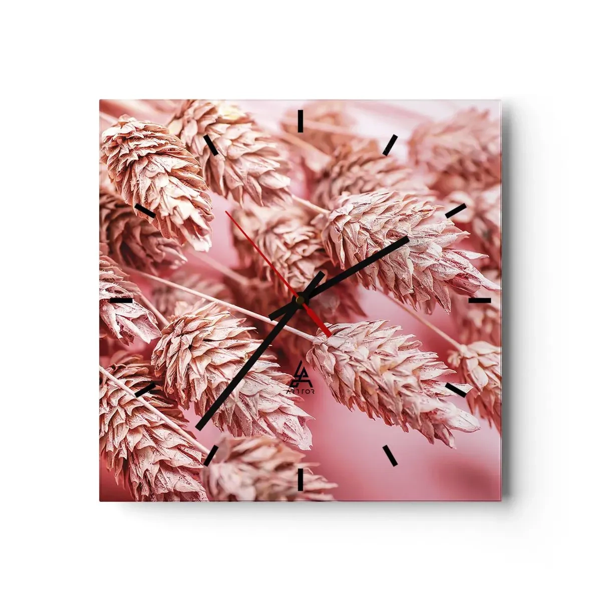 Wandklok - Klok - Een bloemencascade in roze - 40x40 cm