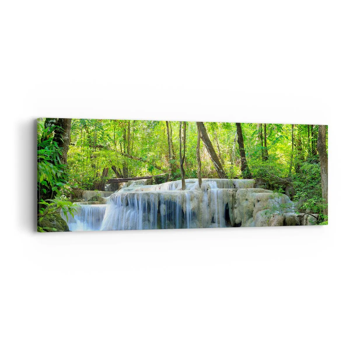Schilderen op canvas - Verdrinken in turkoois en groen - 90x30 cm