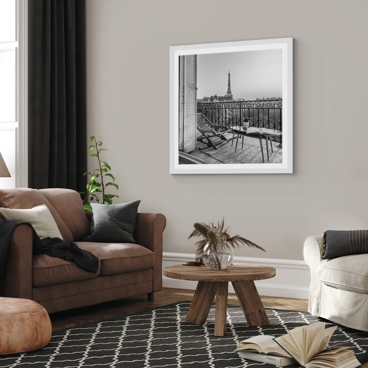 Poster in een witte lijst - Parijs' namiddag - 50x50 cm