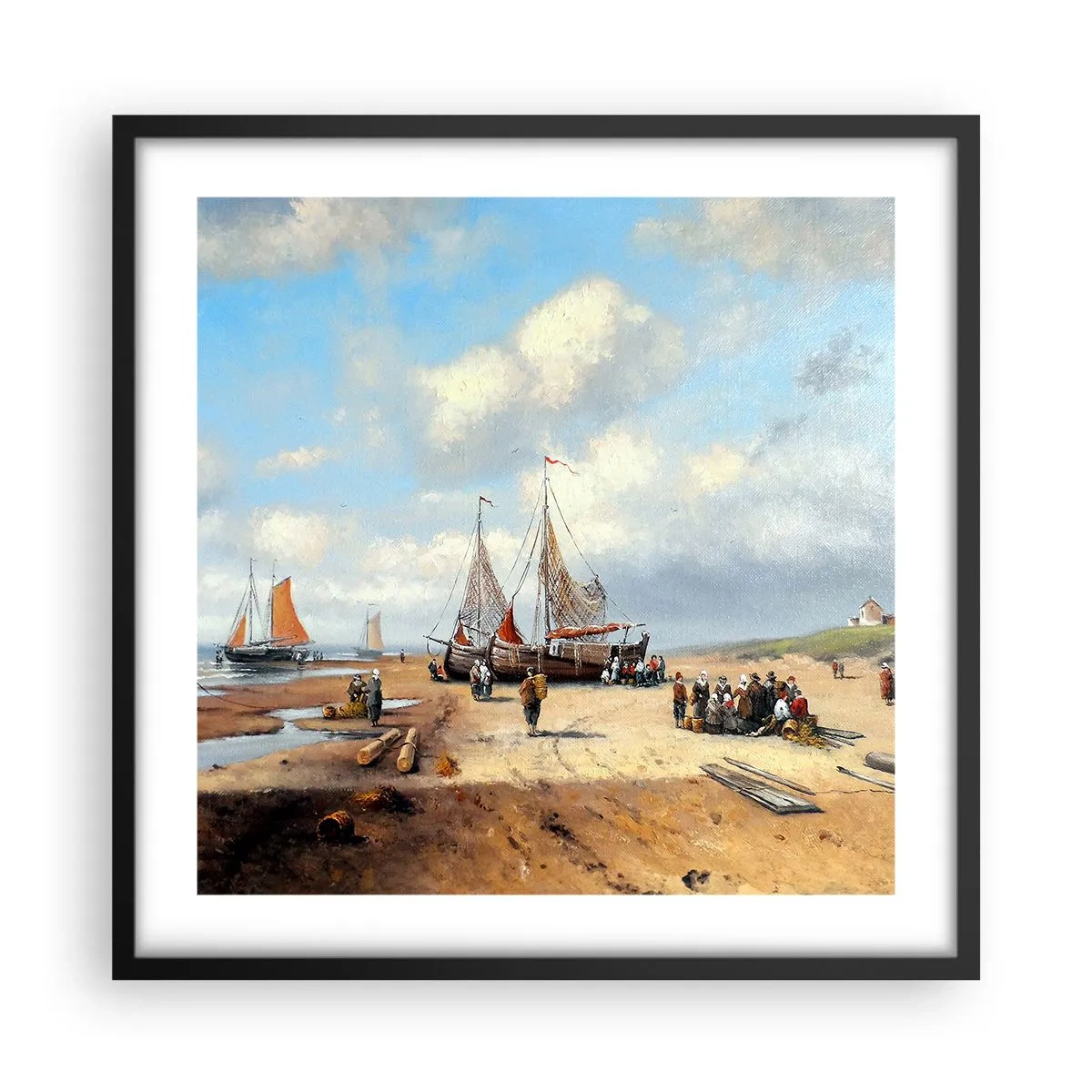 Poster in een zwarte lijst - Na een geslaagde vangst - 50x50 cm