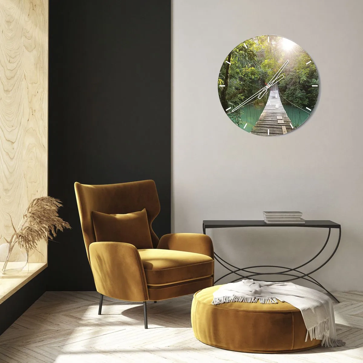 Wandklok - Klok - Over het azuurblauwe water naar het azuurblauwe woud - 30x30 cm