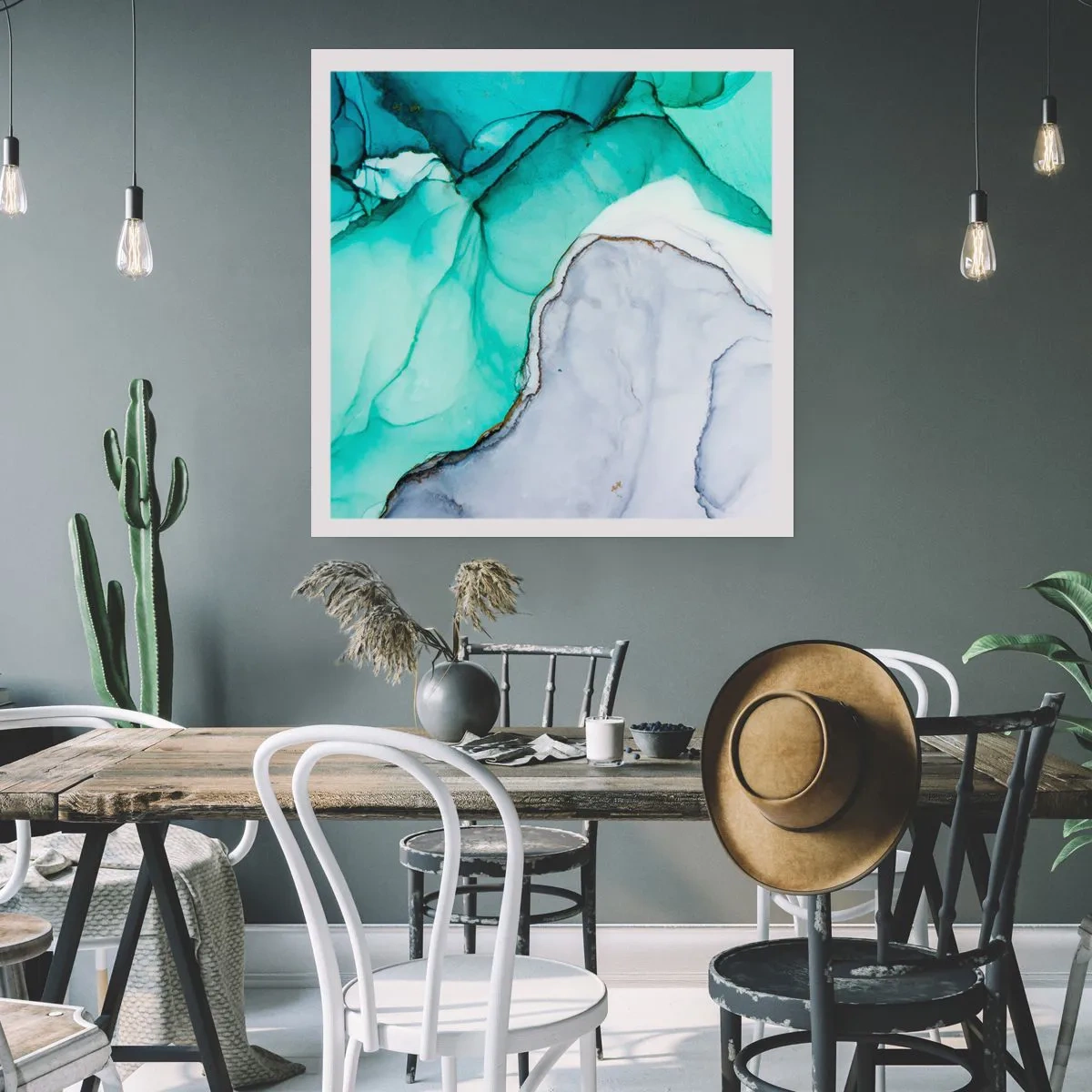 Poster - Een studie in turkoois - 60x60 cm