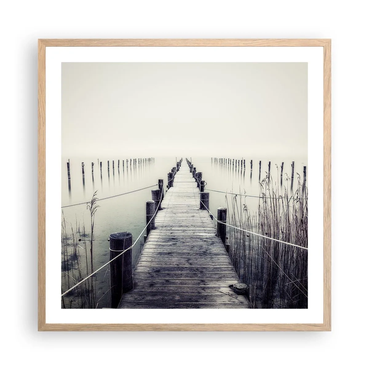 Een poster in een licht eiken lijst - Dompel jezelf onder in vrede - 60x60 cm