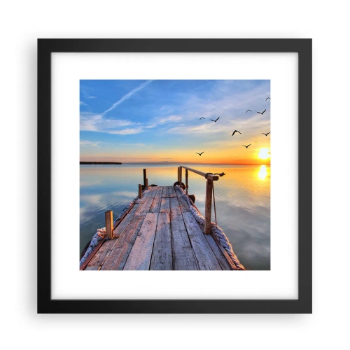 Poster in een zwarte lijst - Loop recht naar de zon - 30x30 cm