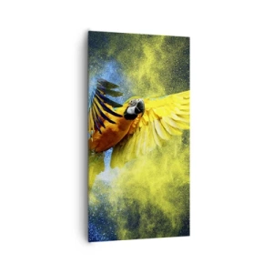 Schilderen op canvas - In het blauwe en gouden stof - 65x120 cm