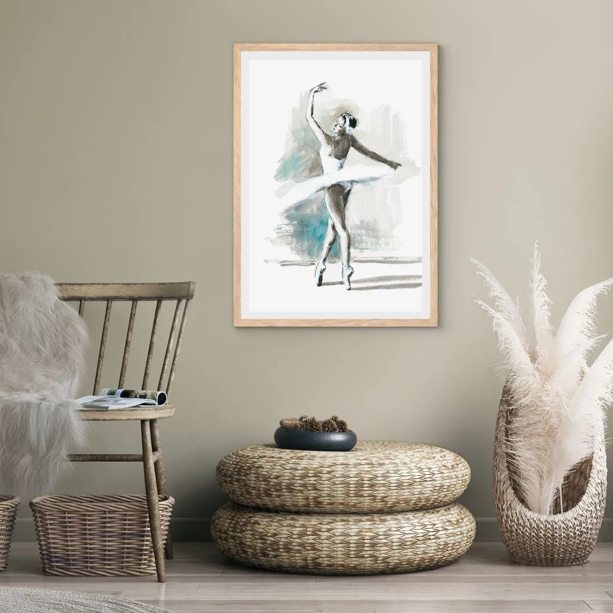 Een poster in een licht eiken lijst - Betoverd in een zwaan - 50x70 cm