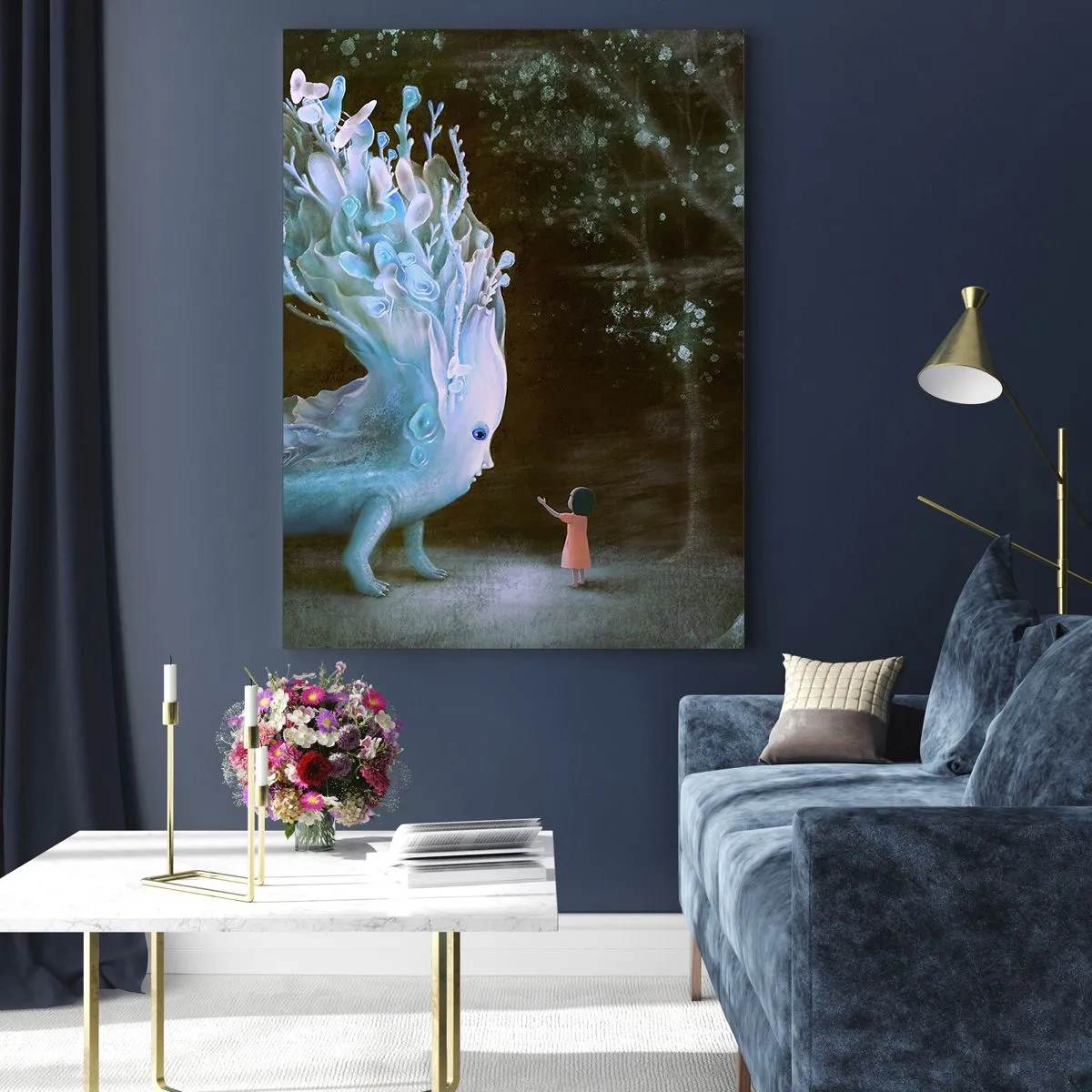 Schilderen op glas - Fantastische ontmoeting - 50x70 cm