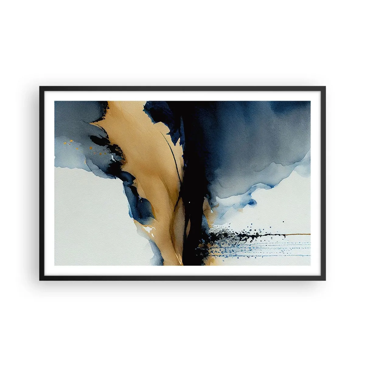 Poster in een zwarte lijst - Achter het gordijn - 91x61 cm