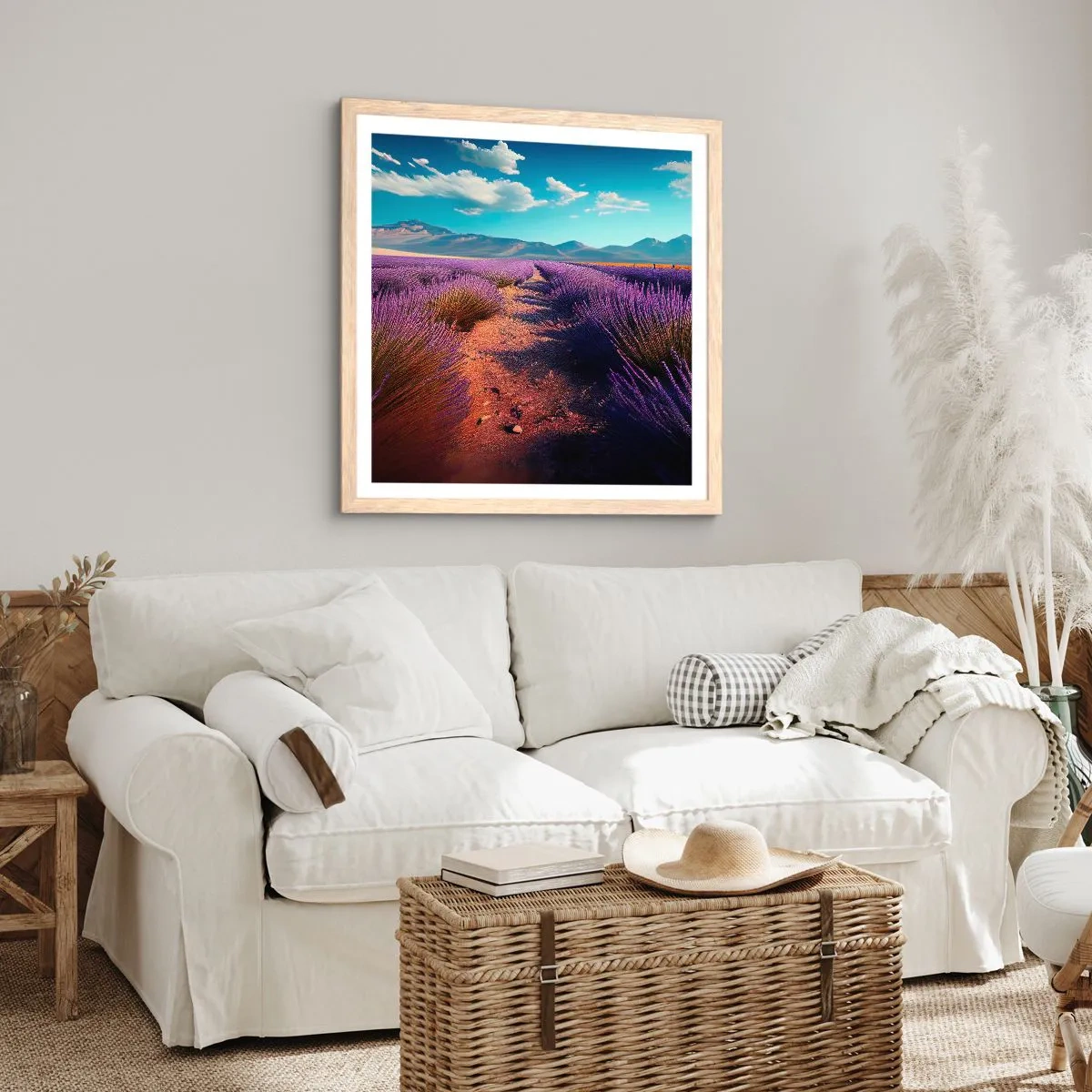 Een poster in een licht eiken lijst - Geurige velden - 30x30 cm