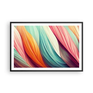 Poster in een zwarte lijst - Regenboog geweven - 91x61 cm
