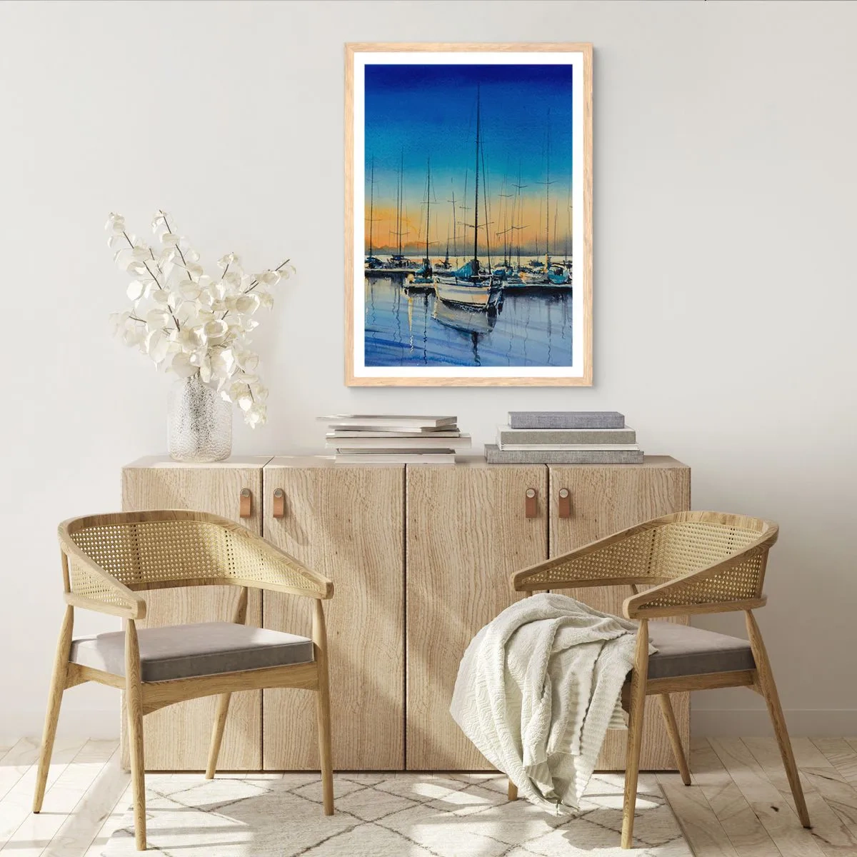 Een poster in een licht eiken lijst - Einde van een goede dag - 50x70 cm