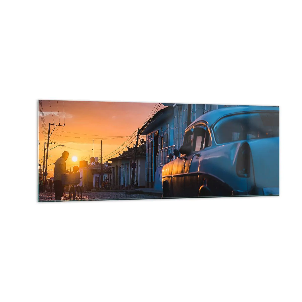 Schilderen op glas - De tijd vertraagt hier - 140x50 cm