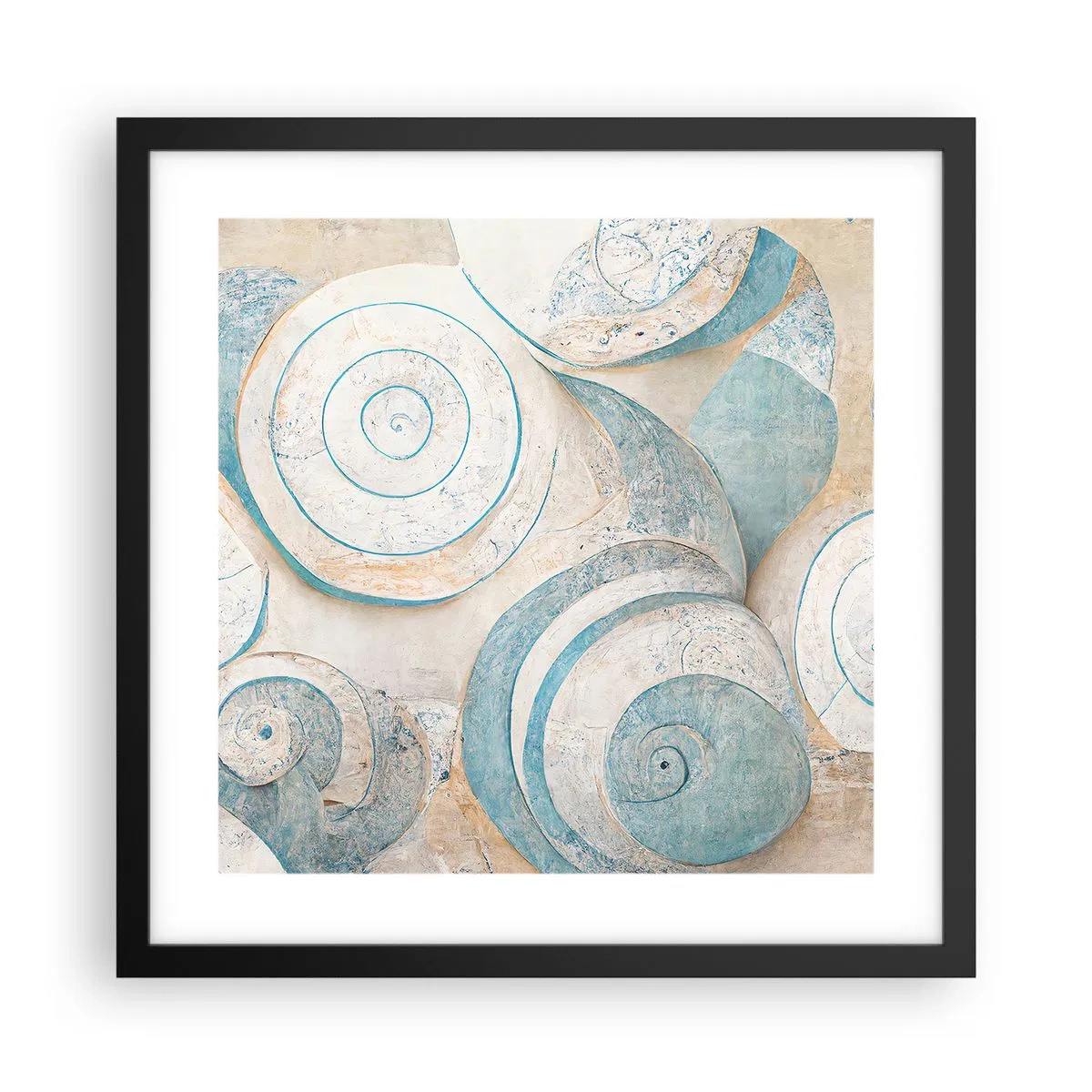 Poster in een zwarte lijst - Wat zit er in de schelp? - 40x40 cm