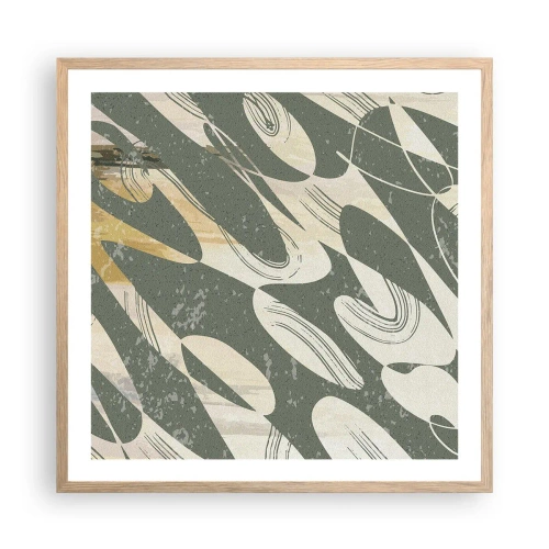Een poster in een licht eiken lijst - Ritmische abstractie - 60x60 cm