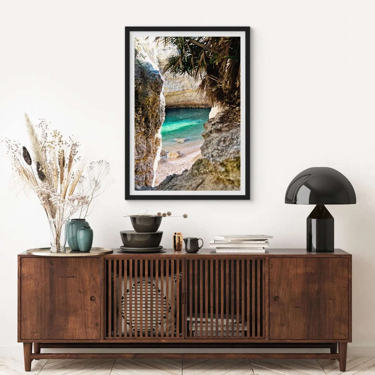 Poster in een zwarte lijst - Turkoois baai - 61x91 cm