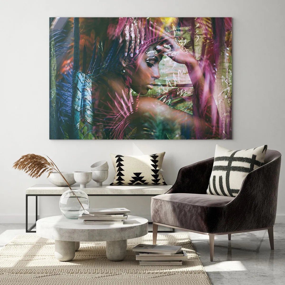 Schilderen op glas - Moeder Natuur in de jungle - 120x80 cm
