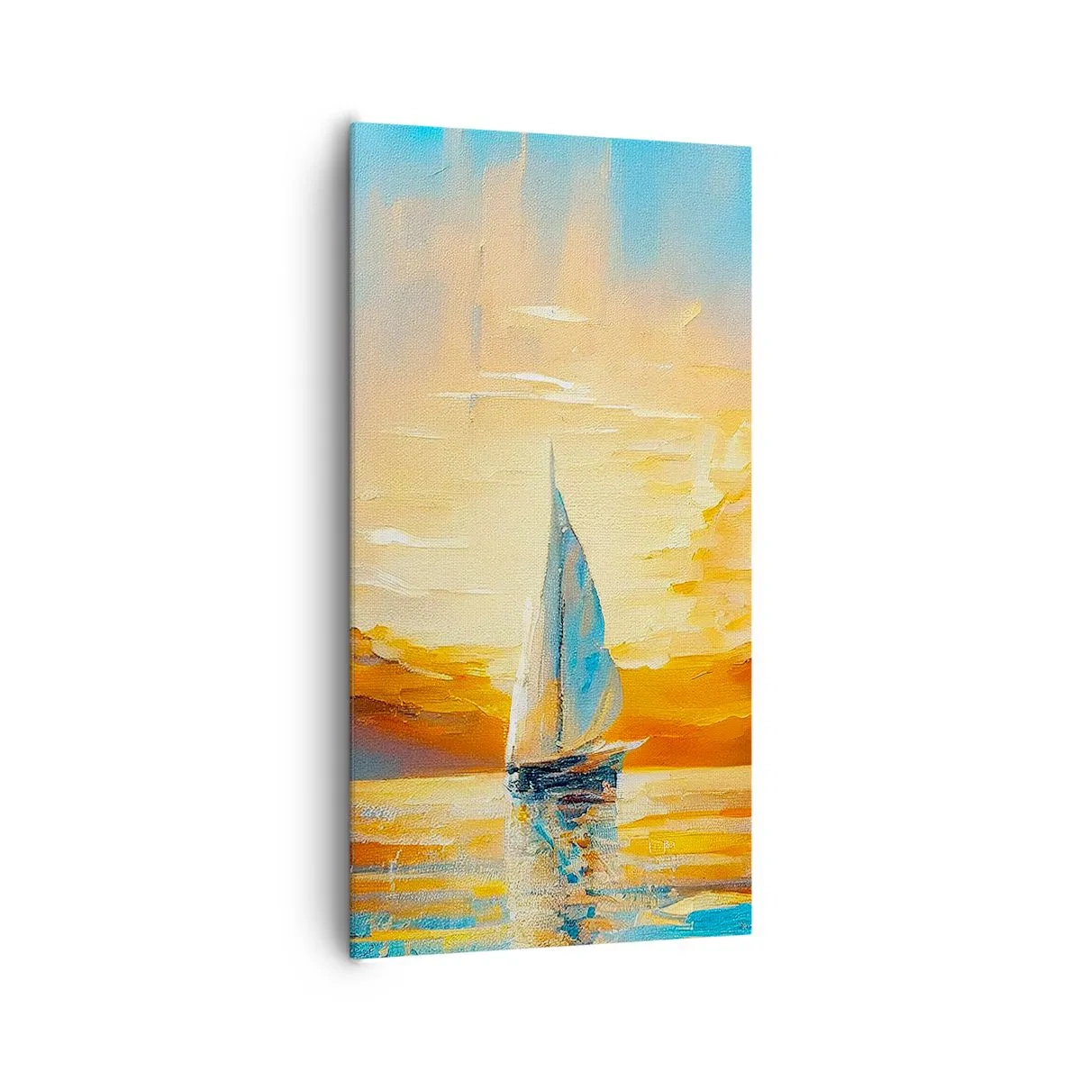 Schilderen op canvas - Zeilen in goud - 65x120 cm