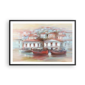 Poster in een zwarte lijst - Gelukkige stad - 91x61 cm
