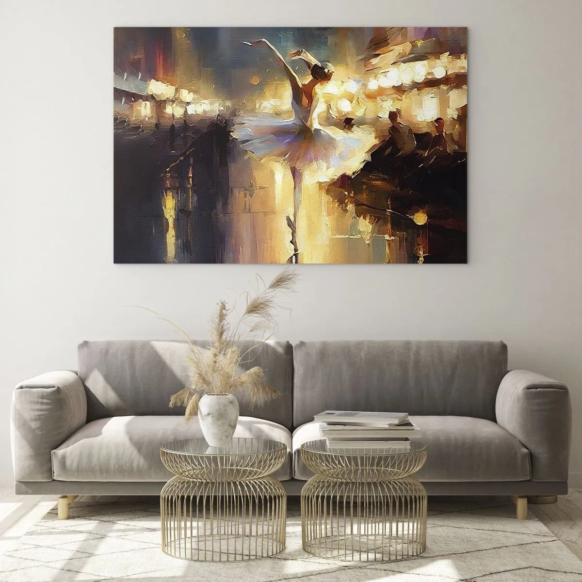 Schilderen op glas - Ballerina in het licht van de stadslichten - 70x50cm - Wonder op straat - Moderne wanddecoratie voor woonkamer en slaapkamer ARTTOR