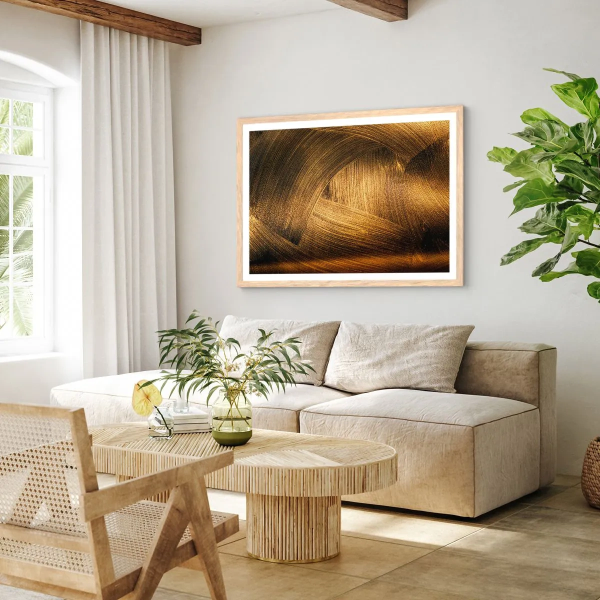 Een poster in een licht eiken lijst - In een gouden doolhof - 50x40 cm