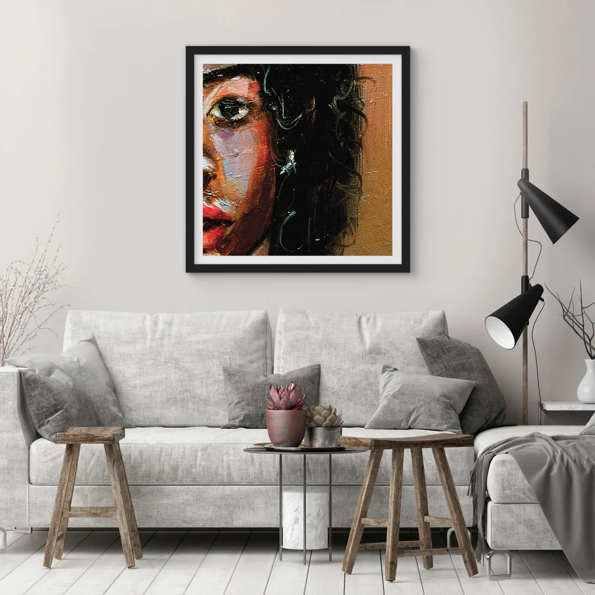 Poster in een zwarte lijst - Zwart en gloed - 30x30 cm