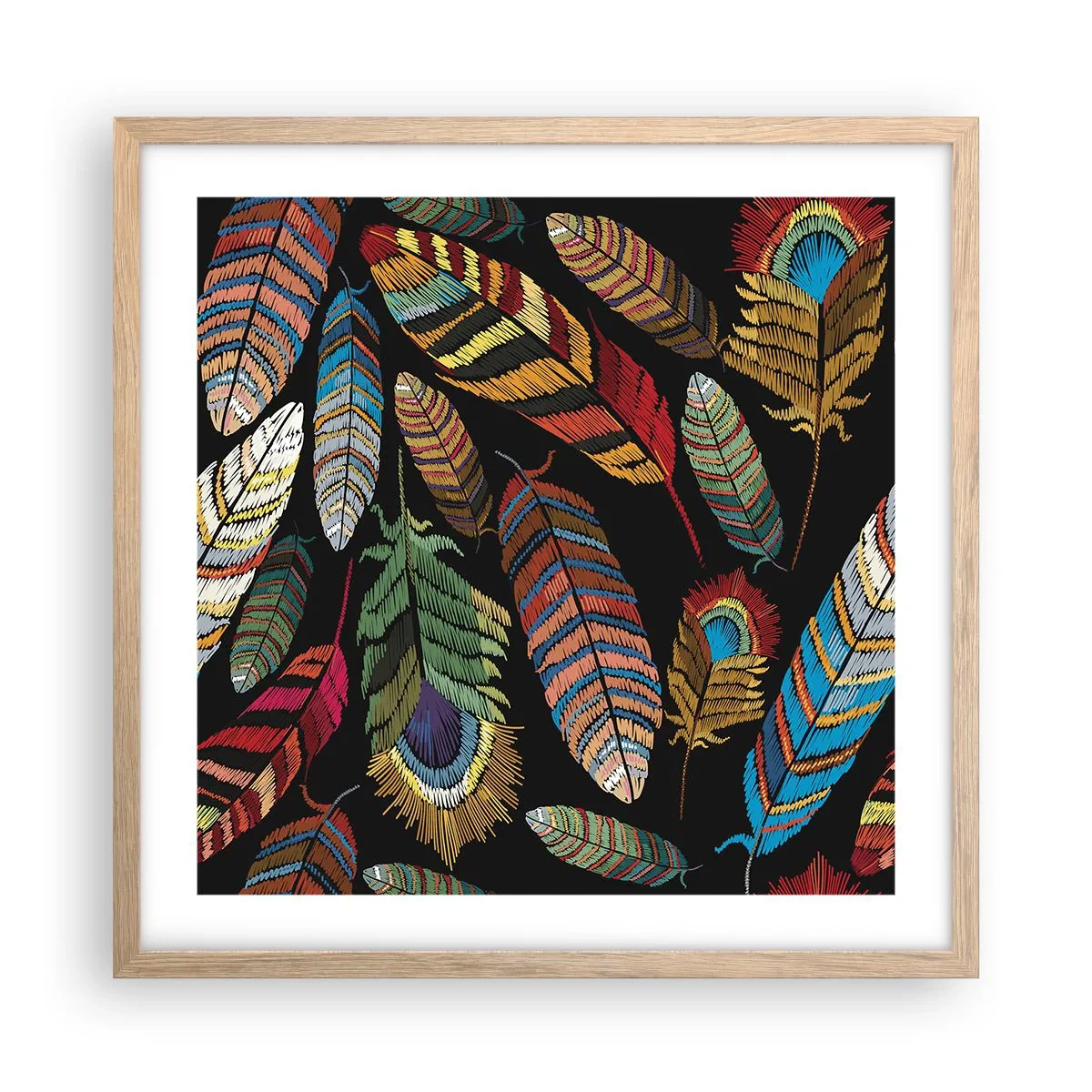 Een poster in een licht eiken lijst - Het vogelcarnaval - 50x50 cm