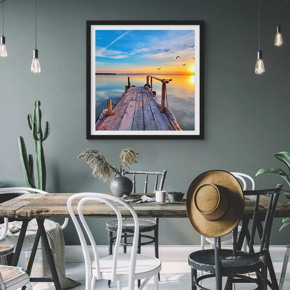 Poster in een zwarte lijst - Loop recht naar de zon - 40x40 cm