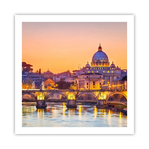 Poster - Zonsondergang boven de Eeuwige Stad - 60x60 cm