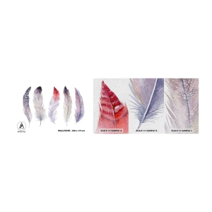 Fotobehang Monster Premium Canvas - Delicaat als veelkleurige mist - Vogelveer, Boho, Grafisch - 100x30 cm