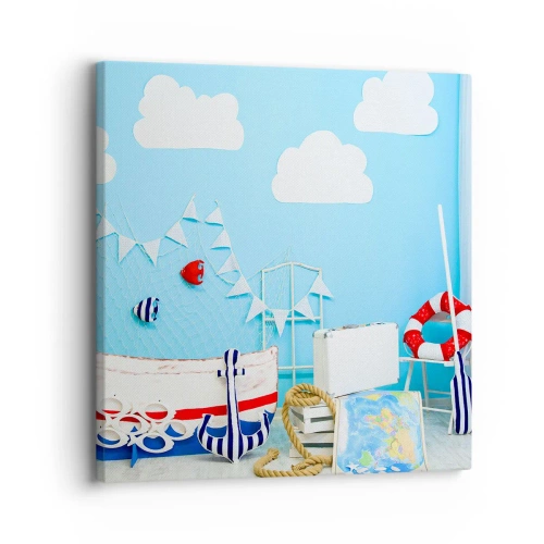 Schilderen op canvas - Het verlangen van een kind naar avontuur - 30x30 cm