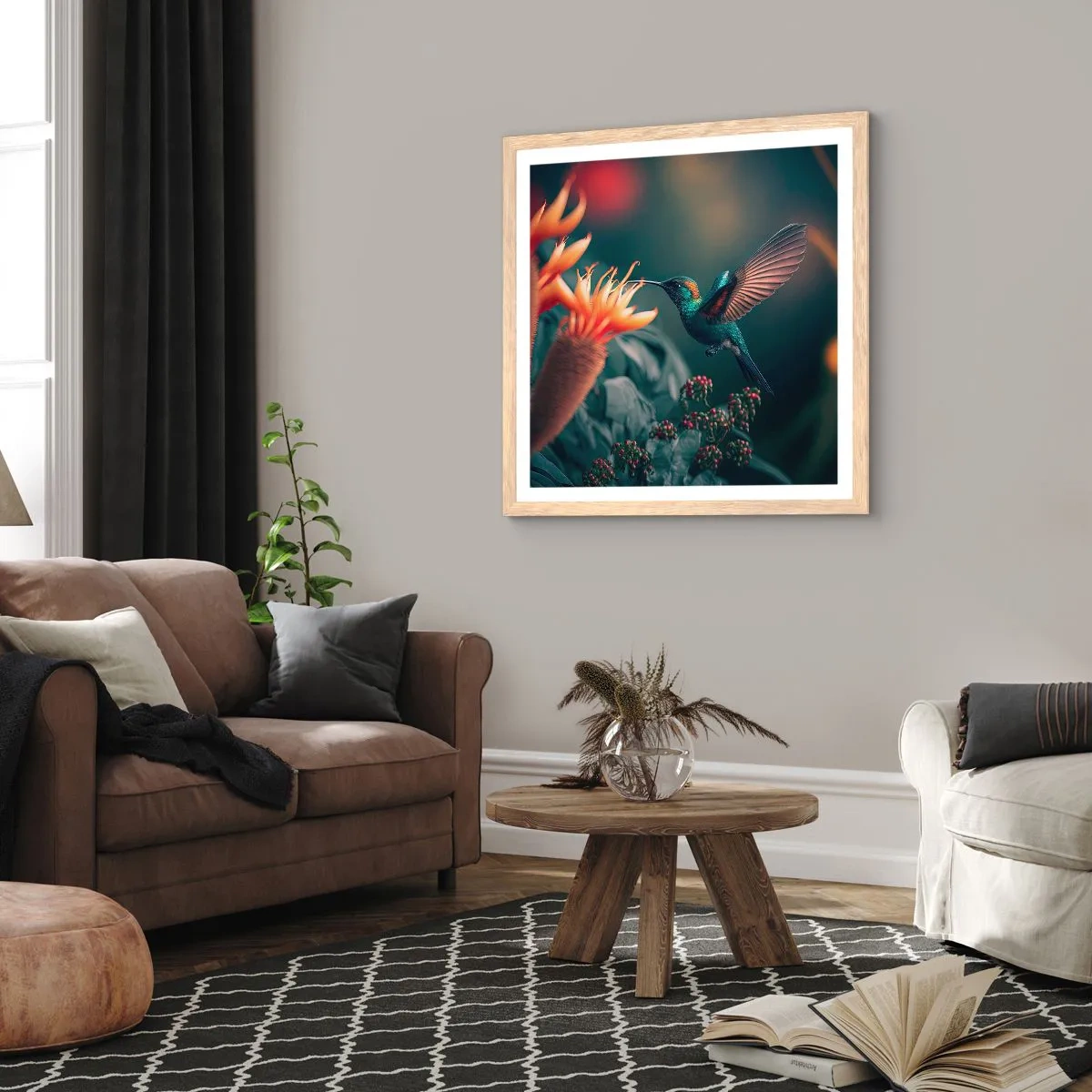 Een poster in een licht eiken lijst - een werkelijk kleurrijk leven - 50x50 cm