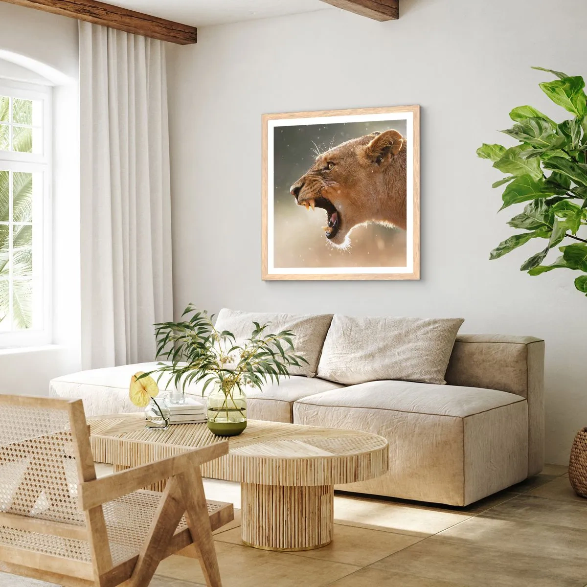 Een poster in een licht eiken lijst - Probeer niet te luisteren - 50x50 cm