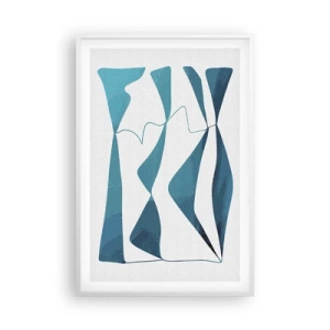 Poster in een witte lijst - Abstractie: turquoise verbinding - 61x91 cm