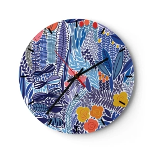 Wandklok - Klok - Kleurrijk plantenmotief in grafische stijl - 30x30cm - Hawaiiaanse tuin - Moderne wanddecoratie voor woonkamer, keuken en slaapkamer ARTTOR