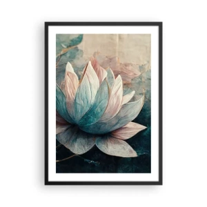 Poster in een zwarte lijst - Een delicate lotusbloem met een mystieke uitstraling - 50x70cm - Sterren van het meer - Moderne wanddecoratie voor woonkamer en slaapkamer ARTTOR