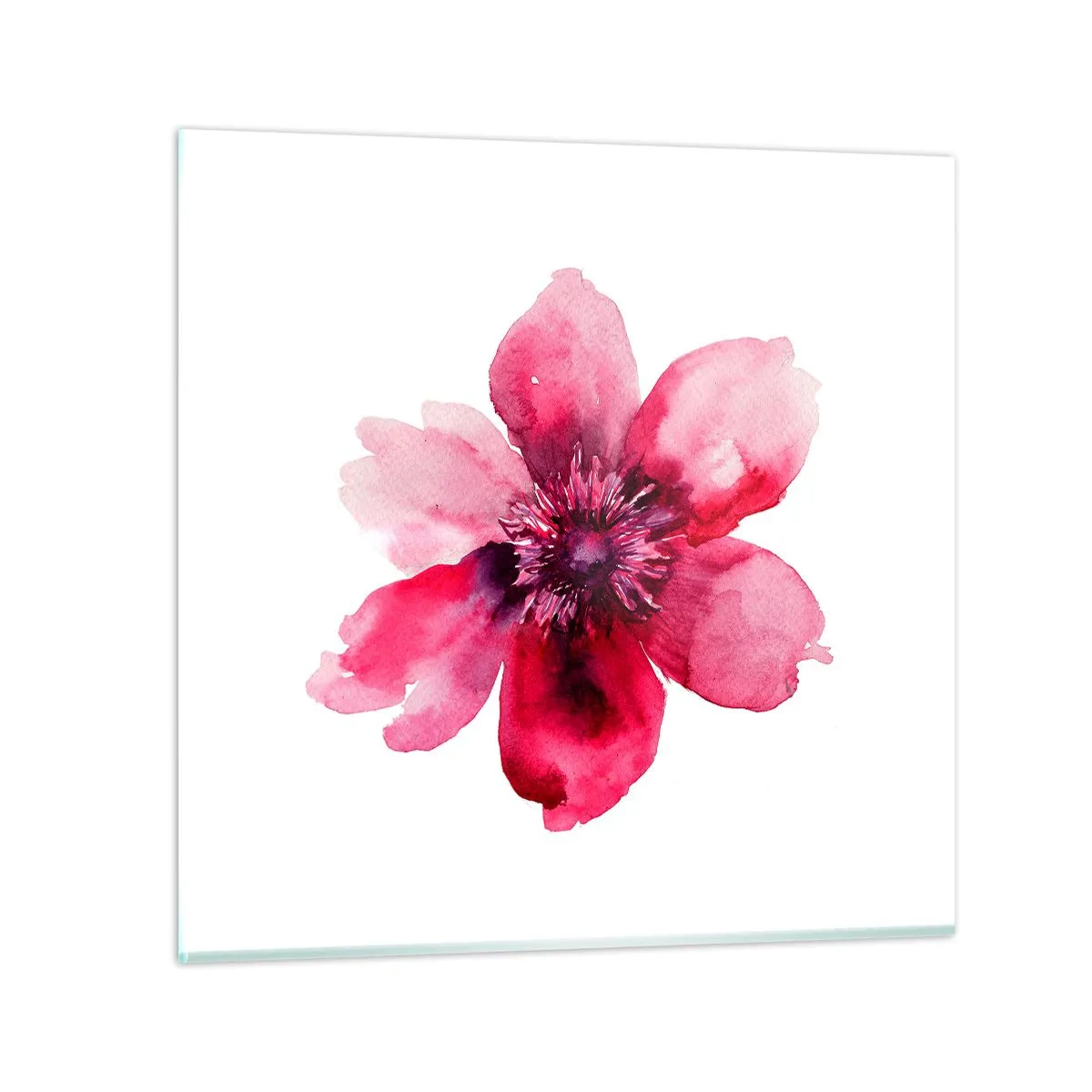 Schilderen op glas - Een karmijnrode geurende kus - 40x40 cm