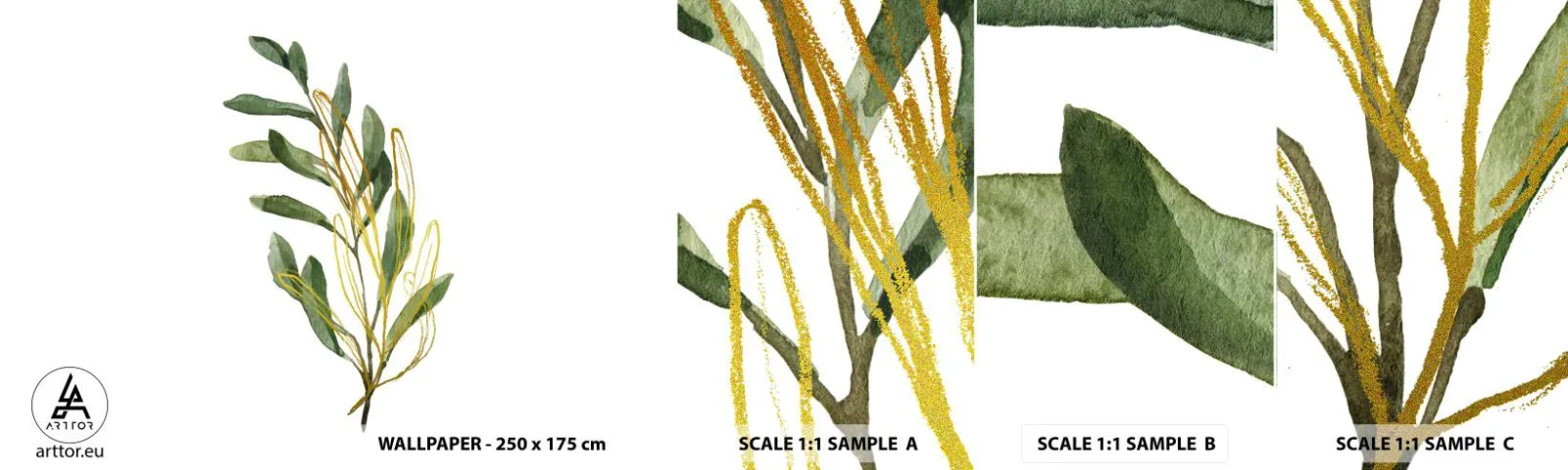 Fotobehang Monster Zelfklevend Deluxe Sticker - Alles wat goed is - Bladeren, Olijf, Plant - 100x30 cm