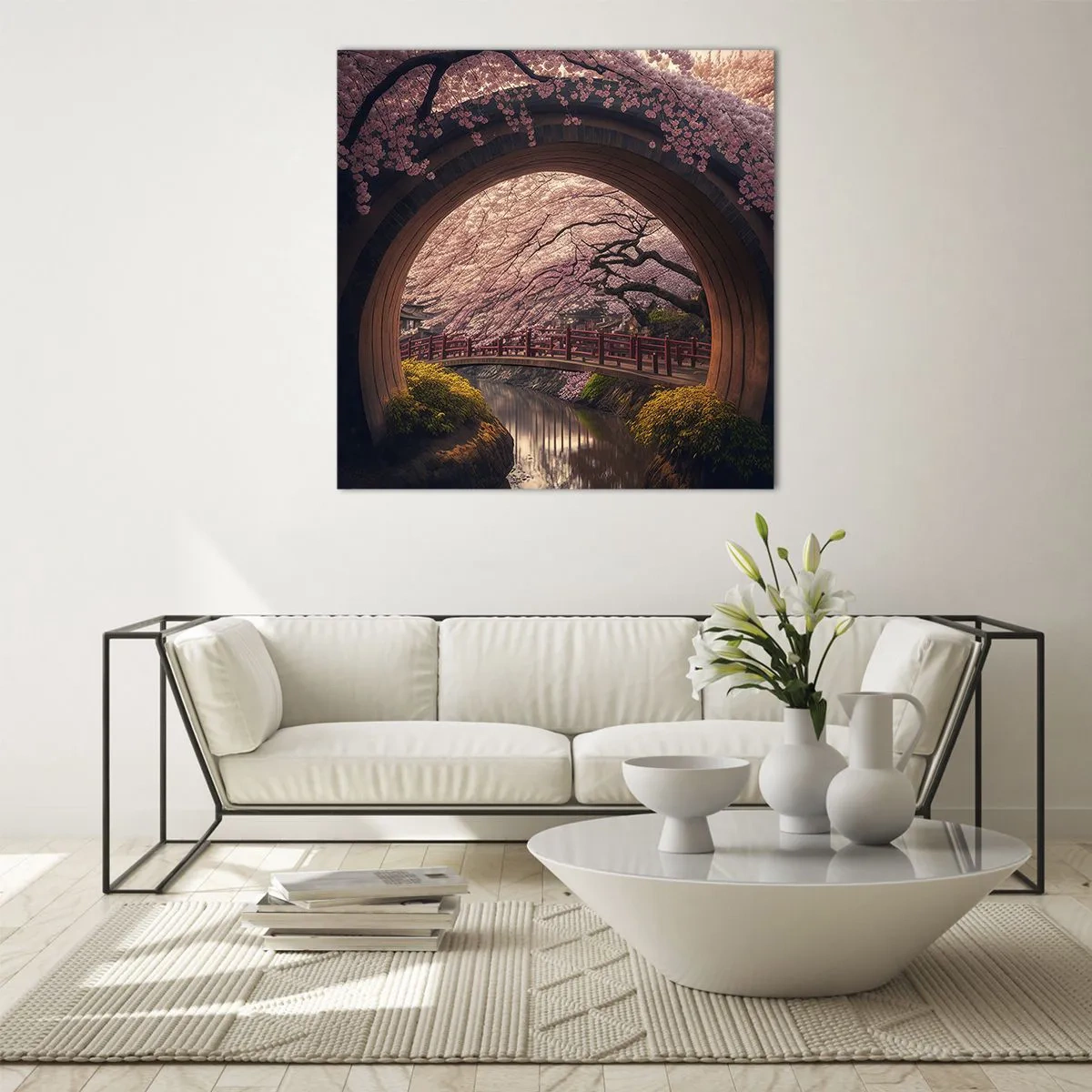 Schilderen op glas - Japanse lente - 70x70 cm