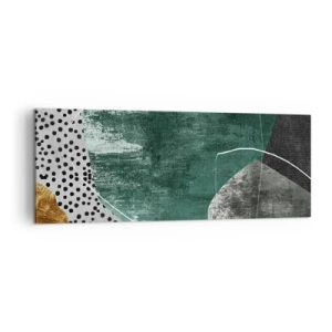 Schilderen op canvas - Kleurrijke abstractie met bladgoud - 140x50 cm