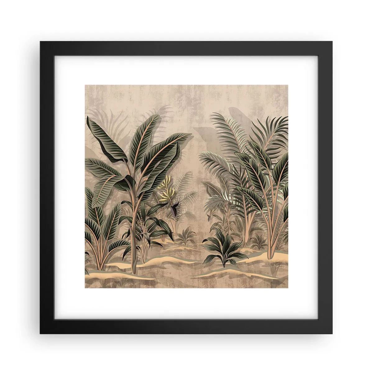 Poster in een zwarte lijst - Een gravure in koloniale stijl - 30x30 cm